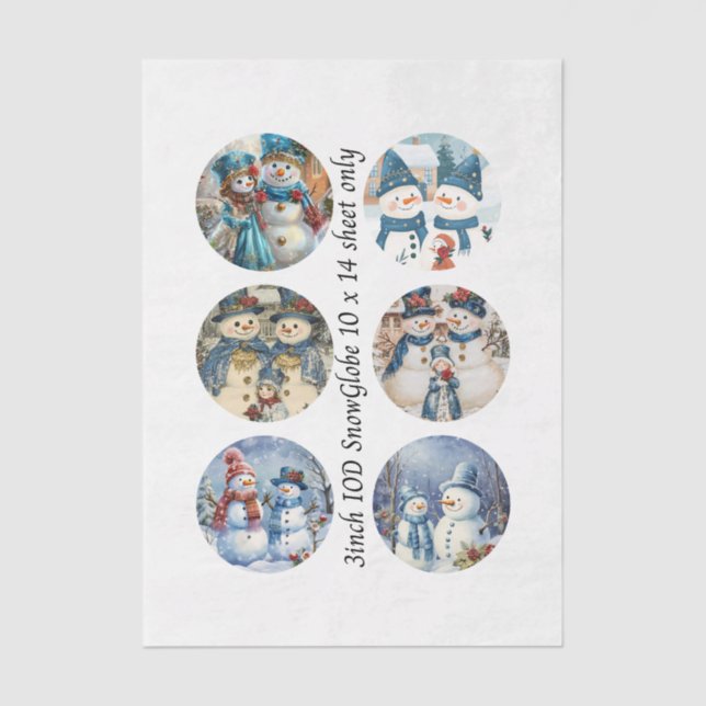 Decoupage 3" Snow Globe Mould Christmas  Tissue Paper (Front)