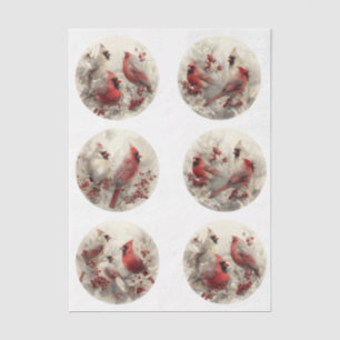 Decoupage 3" Snow Globe Moulds Cardinals Winter Tissue Paper