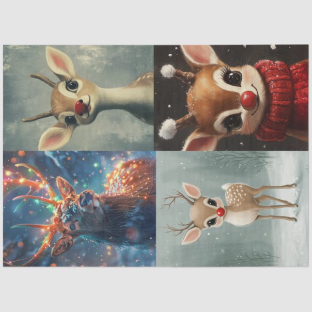 Decoupage 4 Scrapbooking Christmas Reindeer Design Tissue Paper (Front)