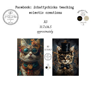 Decoupage A3 Scrapbook Paper Steampunk Cats