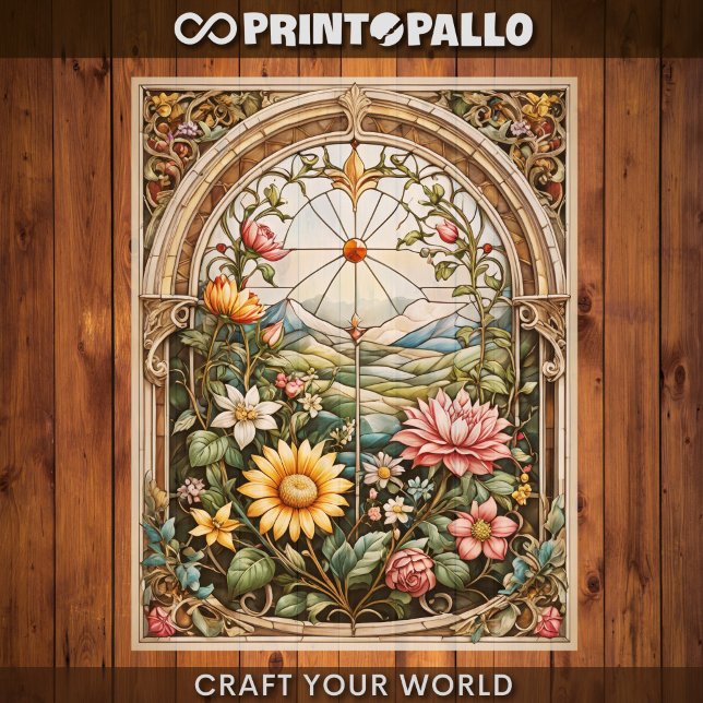 Decoupage - A stained glass window with flowers (Creator Uploaded)