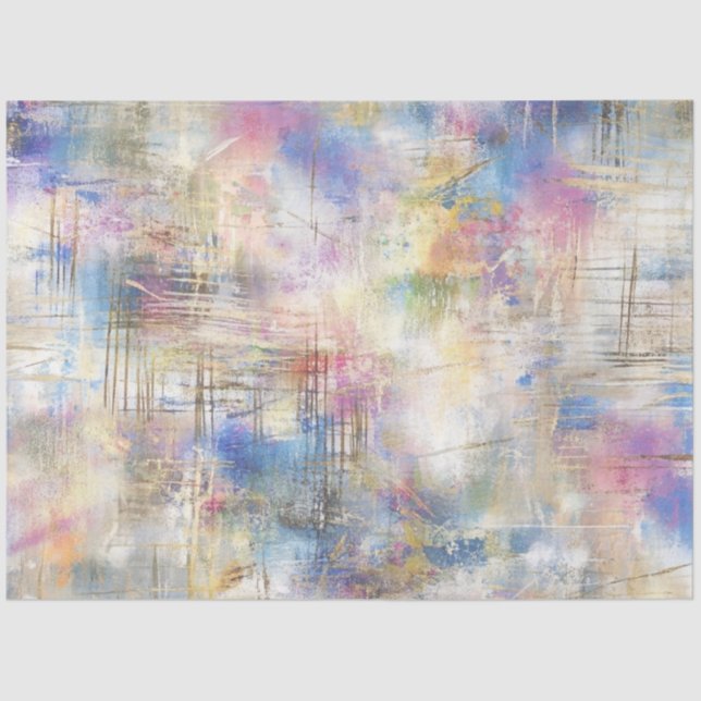 Decoupage Abstract Blue Pink Purple Yellow Design Tissue Paper (Front)