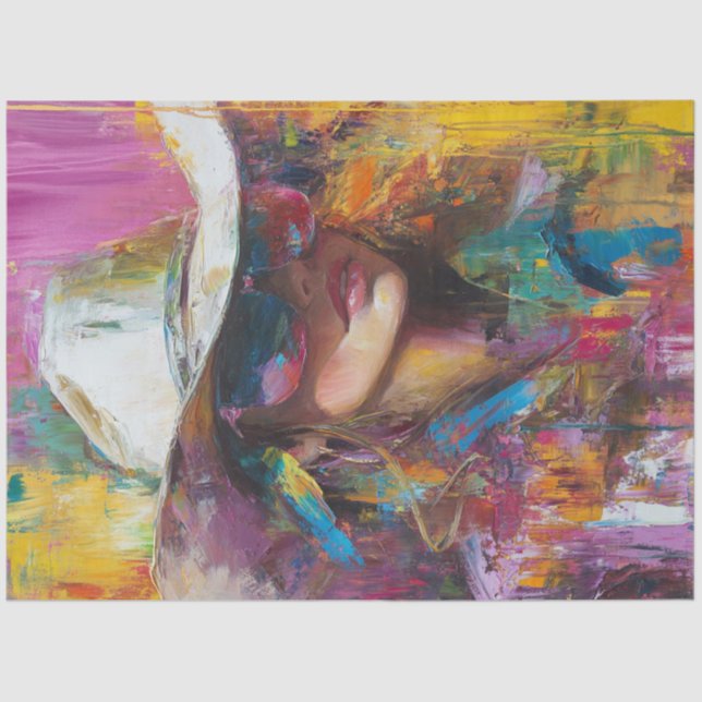 Decoupage Abstract Cowgirl Bold Colours  Tissue Paper (Front)