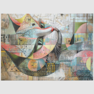 Decoupage Abstract Geometric Cat Face Shape Tissue Paper
