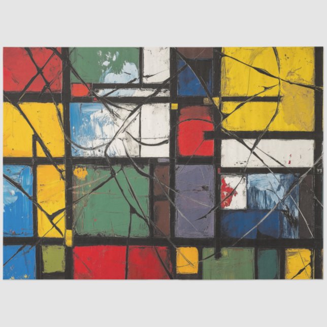 Decoupage Abstract Geometric Vibrant Colour Square Tissue Paper (Front)