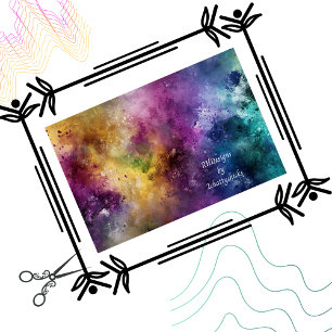 Decoupage Abstract Mixed Media Purple Yellow Green Tissue Paper