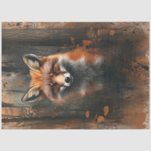 Decoupage Abstract Oil Painting Fox In Forest Tissue Paper