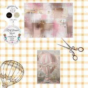 Decoupage Abstract Pink Brown White Background Tissue Paper