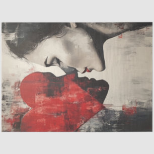 Decoupage Abstract Valentine Heart Couple  Tissue Paper