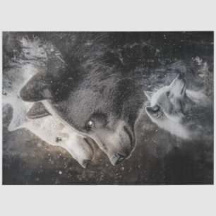 Decoupage Abstract Wolves and Bears Forest Scene Tissue Paper