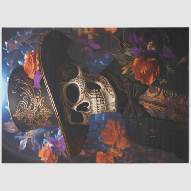 Decoupage Adorned Lord Aurelius Skeleton  Tissue Paper (Front)