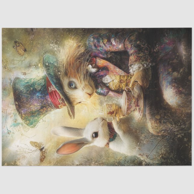 Decoupage Alice Adventures Rabbit Digital Art  Tissue Paper (Front)