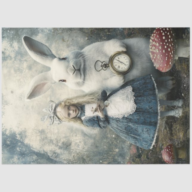Decoupage Alice Wonderland & Rabbit  Fairytale Tissue Paper (Front)