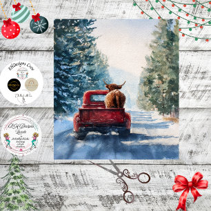 Decoupage All Cows Come Home Highland Red Truck  Tissue Paper