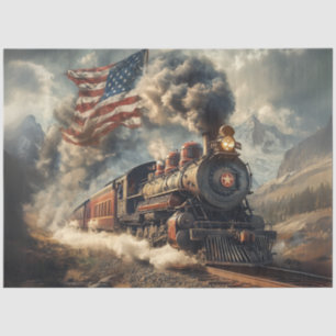 Decoupage American Flag Cloud & Train Tissue Paper