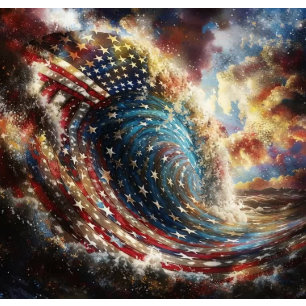 Decoupage American Flag Ocean Wave Patriotic  Tissue Paper