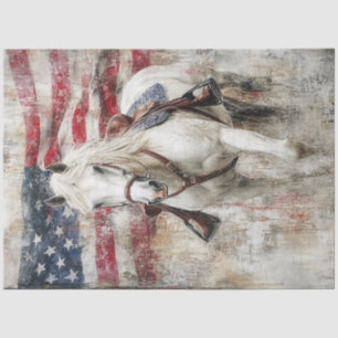Decoupage American Flag White Horse Abstract Tissue Paper