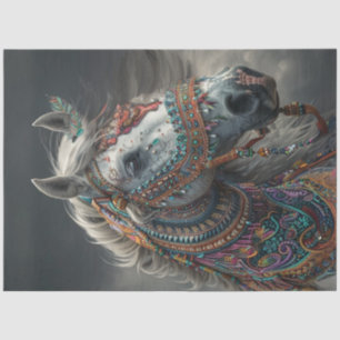 Decoupage American Indian Vibrant Decorated Horse Tissue Paper