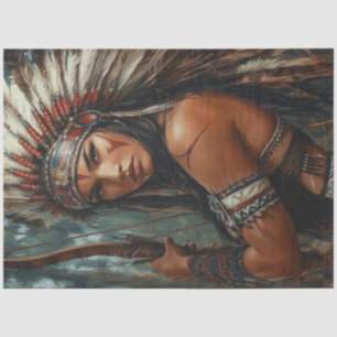 Decoupage American Indian Warrior Women  Tissue Paper