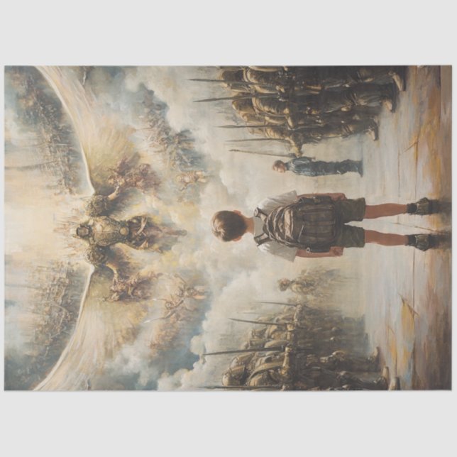 Decoupage Angelic Warrior Celestial Army  Tissue Paper (Front)