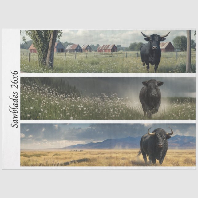 Decoupage Angus Bull Designs for Handsaws  Tissue Paper (Front)