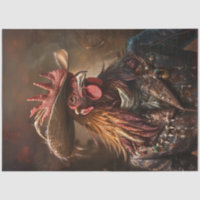 Decoupage Anthropomorphic Rooster Western Hat