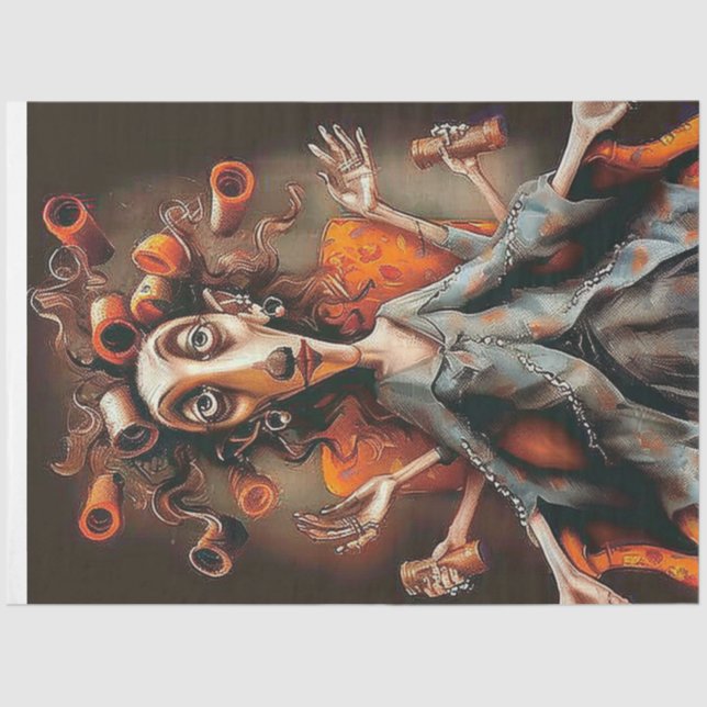 Decoupage Artistic Depiction Person Multiple Arms  Tissue Paper (Front)