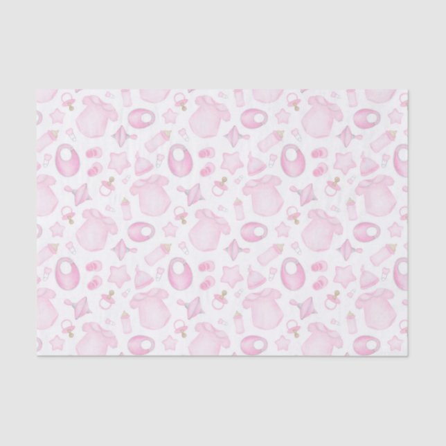 Decoupage Baby Girl Shower Pink Tissue Paper (Front)