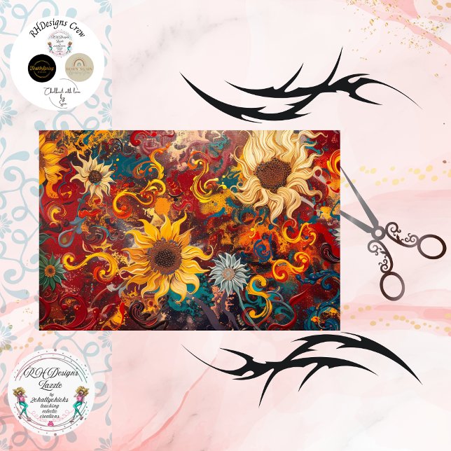 Decoupage Background Swirling Sunflower Abstract  Tissue Paper (Creator Uploaded)