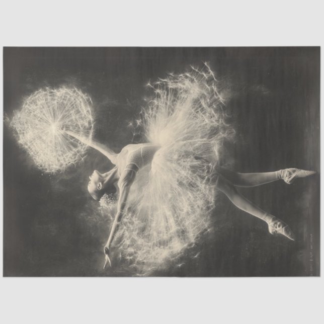 Decoupage Ballet Dancer Luminescent Dandelion  Tissue Paper (Front)