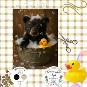 Decoupage Bear in Basket Toilet Paper Bathroom
