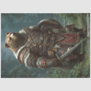 Decoupage Bear Medieval Armor Forest  Tissue Paper