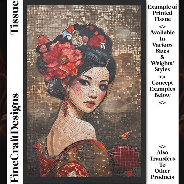 Decoupage Beautiful Asian Woman Faux Mosaic 042 Tissue Paper (Creator Uploaded)