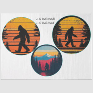 Decoupage Bigfoot Bold Orange Black 12 & 10 Inch Tissue Paper
