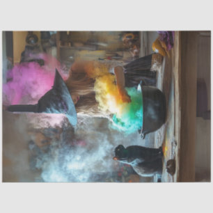 Decoupage Black Cat Watching Witches Brew Tissue Paper