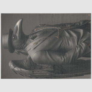 Decoupage Black Crow Satin Suit Charismatic Tissue Paper