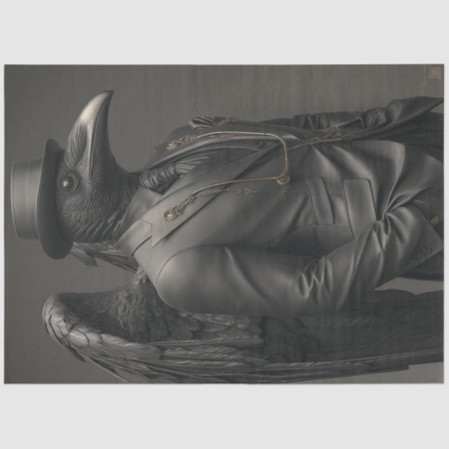 Decoupage Black Crow Satin Suit Charismatic  Tissue Paper (Front)