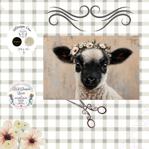 Decoupage Black Face Lamb Floral Crown  Tissue Paper