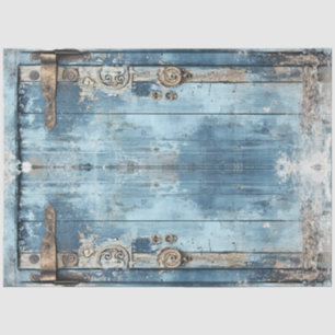 Decoupage Blue Weathered Gate Iron Scrollwork Tissue Paper