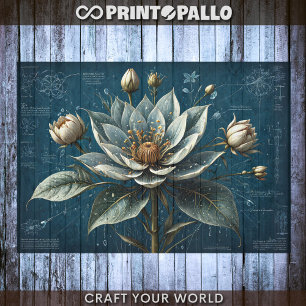Decoupage - Blueprint of a flower-  Tissue Paper