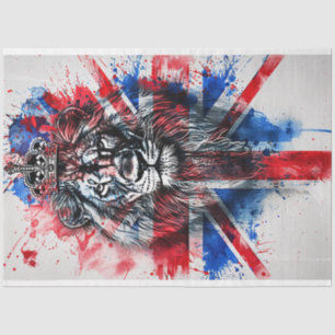Decoupage British Lion Head Flag Tissue Paper