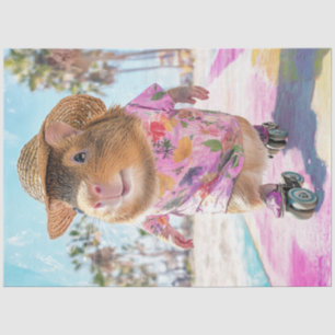 Decoupage Brown White Otter Skating at Ocean  Tissue Paper