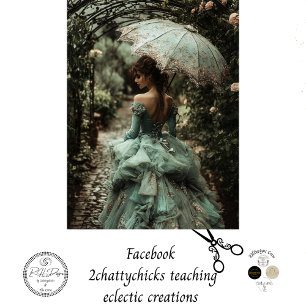 Decoupage Brunette Victorian Dress Floral Umbrella Tissue Paper