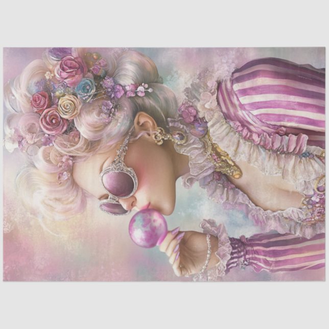 Decoupage Bubble Gum Retro Chic Hot Days Summer  Tissue Paper (Front)