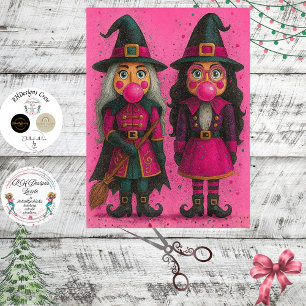 Decoupage Bubblegum Spell Sister Witch Nutcracker Tissue Paper