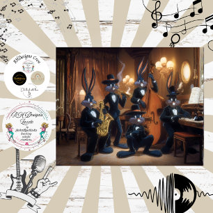 Decoupage Bunny Jazz Club Fur Feather Frunk Tissue Paper