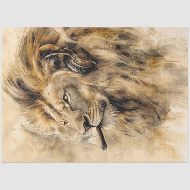 Decoupage Captivating Close UP Lions Face  Tissue Paper (Front)