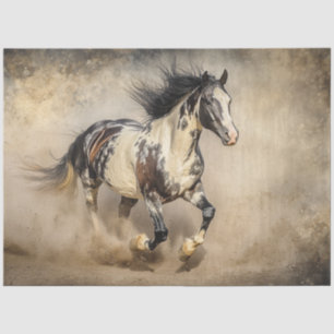 Decoupage Captivating Paint Horse Running Dusty Tissue Paper