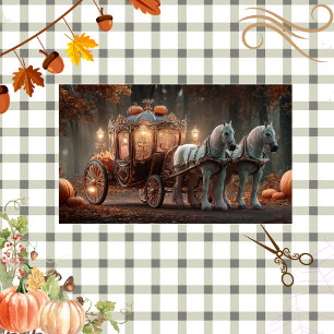 Decoupage Carriage Elegant White Horses Fall Tissue Paper