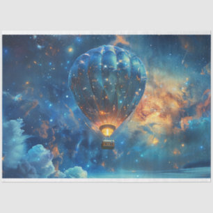 Decoupage Celestial Night Sky Hot Air Balloon Tissue Paper